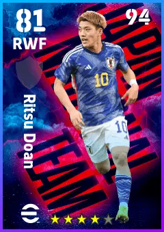 Ritsu Doan eFootball 2026 player card — 81 OVR RWF