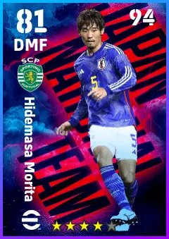 Hidemasa Morita eFootball 2026 player card — 81 OVR DMF