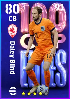 Daley Blind eFootball 2026 player card — 80 OVR CB