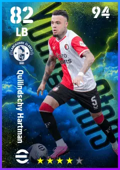 Quilindschy Hartman eFootball 2026 player card — 82 OVR LB