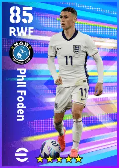 Phil Foden eFootball 2026 player card — 85 OVR RWF