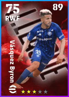 Vasquez Byron eFootball 2026 player card — 75 OVR RWF