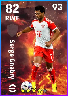 Serge Gnabry eFootball 2026 player card — 82 OVR RWF