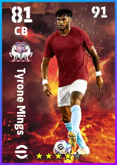 Tyrone Mings eFootball 2026 player card — 81 OVR CB