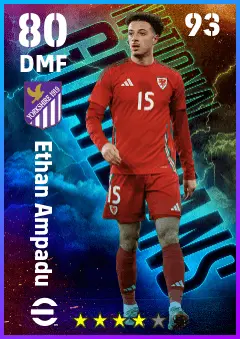 Ethan Ampadu eFootball 2026 player card — 80 OVR DMF