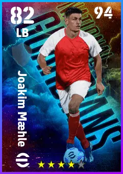 Joakim Maehle eFootball 2026 player card — 82 OVR LB