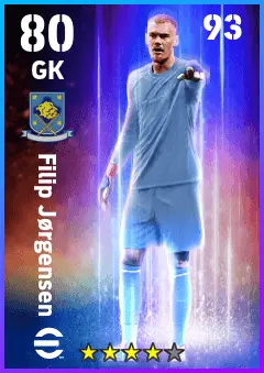 Filip Jorgensen eFootball 2026 player card — 80 OVR GK