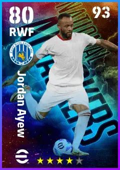 Jordan Ayew eFootball 2026 player card — 80 OVR RWF