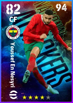 Youssef En Nesyri eFootball 2026 player card — 82 OVR CF