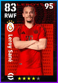 Leroy Sane eFootball 2026 player card — 83 OVR RWF