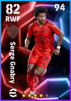 Serge Gnabry eFootball 2026 player card — 82 OVR RWF