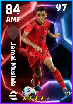 Jamal Musiala eFootball 2026 player card — 84 OVR AMF