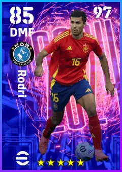 Rodri eFootball 2026 player card — 85 OVR DMF