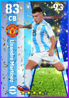 Lisandro Martinez eFootball 2026 player card — 83 OVR CB