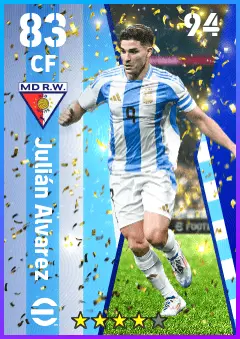 Julian Alvarez eFootball 2026 player card — 83 OVR CF