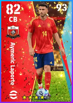 Aymeric Laporte eFootball 2026 player card — 82 OVR CB