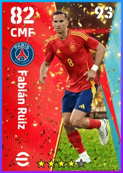 Fabian Ruiz eFootball 2026 player card — 82 OVR CMF
