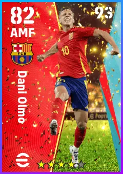 Dani Olmo eFootball 2026 player card — 82 OVR AMF