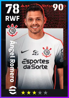 Angel Romero eFootball 2026 player card — 78 OVR RWF