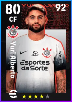 Yuri Alberto eFootball 2026 player card — 80 OVR CF