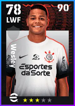 Wesley eFootball 2026 player card — 78 OVR LWF