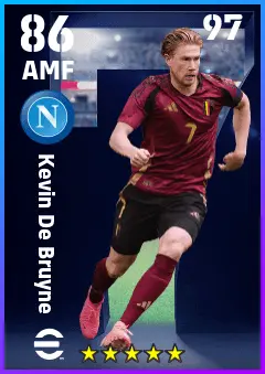 Kevin De Bruyne eFootball 2026 player card — 86 OVR AMF