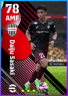 Daiju Sasaki eFootball 2026 player card — 78 OVR AMF