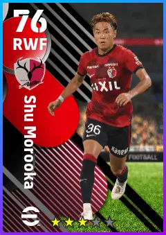 Shu Morooka eFootball 2026 player card — 76 OVR RWF