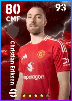 Christian Eriksen eFootball 2026 player card — 80 OVR CMF