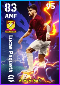 Lucas Paqueta eFootball 2026 player card — 83 OVR AMF