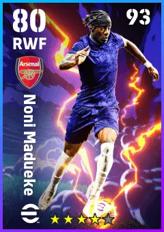 Noni Madueke eFootball 2026 player card — 80 OVR RWF