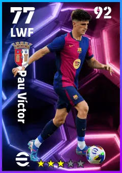 Pau Victor eFootball 2026 player card — 77 OVR LWF