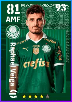 Raphael Veiga eFootball 2026 player card — 81 OVR AMF