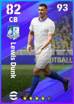 Lewis Dunk eFootball 2026 player card — 82 OVR CB