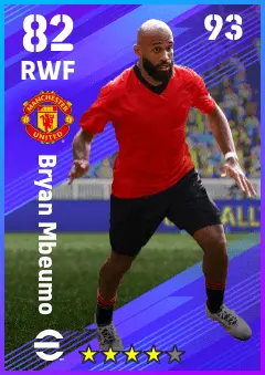 Bryan Mbeumo eFootball 2026 player card — 82 OVR RWF