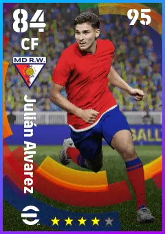 Julian Alvarez eFootball 2026 player card — 84 OVR CF