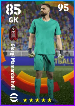 Giorgi Mamardashvili eFootball 2026 player card — 85 OVR GK
