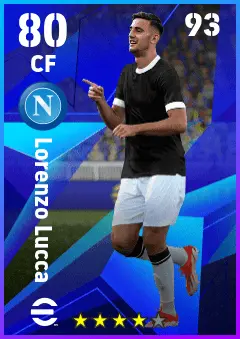 Lorenzo Lucca eFootball 2026 player card — 80 OVR CF