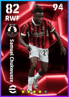 Samuel Chukwueze eFootball 2026 player card — 82 OVR RWF