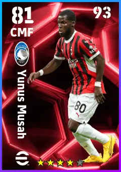 Yunus Musah eFootball 2026 player card — 81 OVR CMF