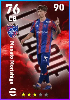 Masato Morishige eFootball 2026 player card — 76 OVR CB