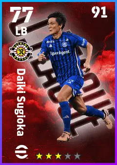 Daiki Sugioka eFootball 2026 player card — 77 OVR LB