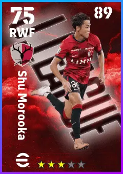 Shu Morooka eFootball 2026 player card — 75 OVR RWF