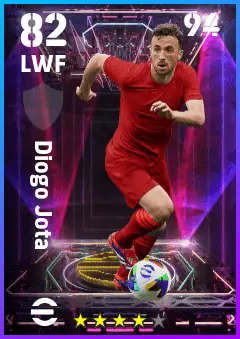 Diogo Jota eFootball 2026 player card — 82 OVR LWF