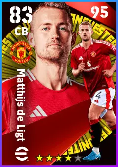 Matthijs de Ligt eFootball 2026 player card — 83 OVR CB