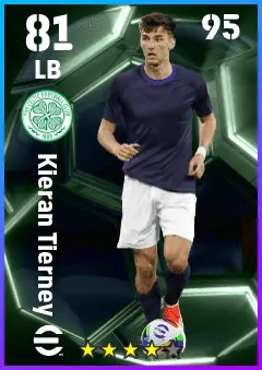 Kieran Tierney eFootball 2026 player card — 81 OVR LB