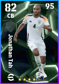 Jonathan Tah eFootball 2026 player card — 82 OVR CB