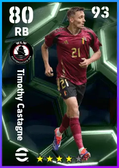 Timothy Castagne eFootball 2026 player card — 80 OVR RB