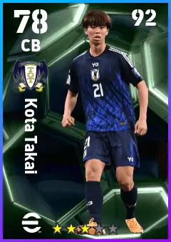 Kota Takai eFootball 2026 player card — 78 OVR CB