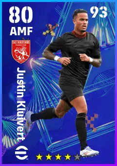 Justin Kluivert eFootball 2026 player card — 80 OVR AMF